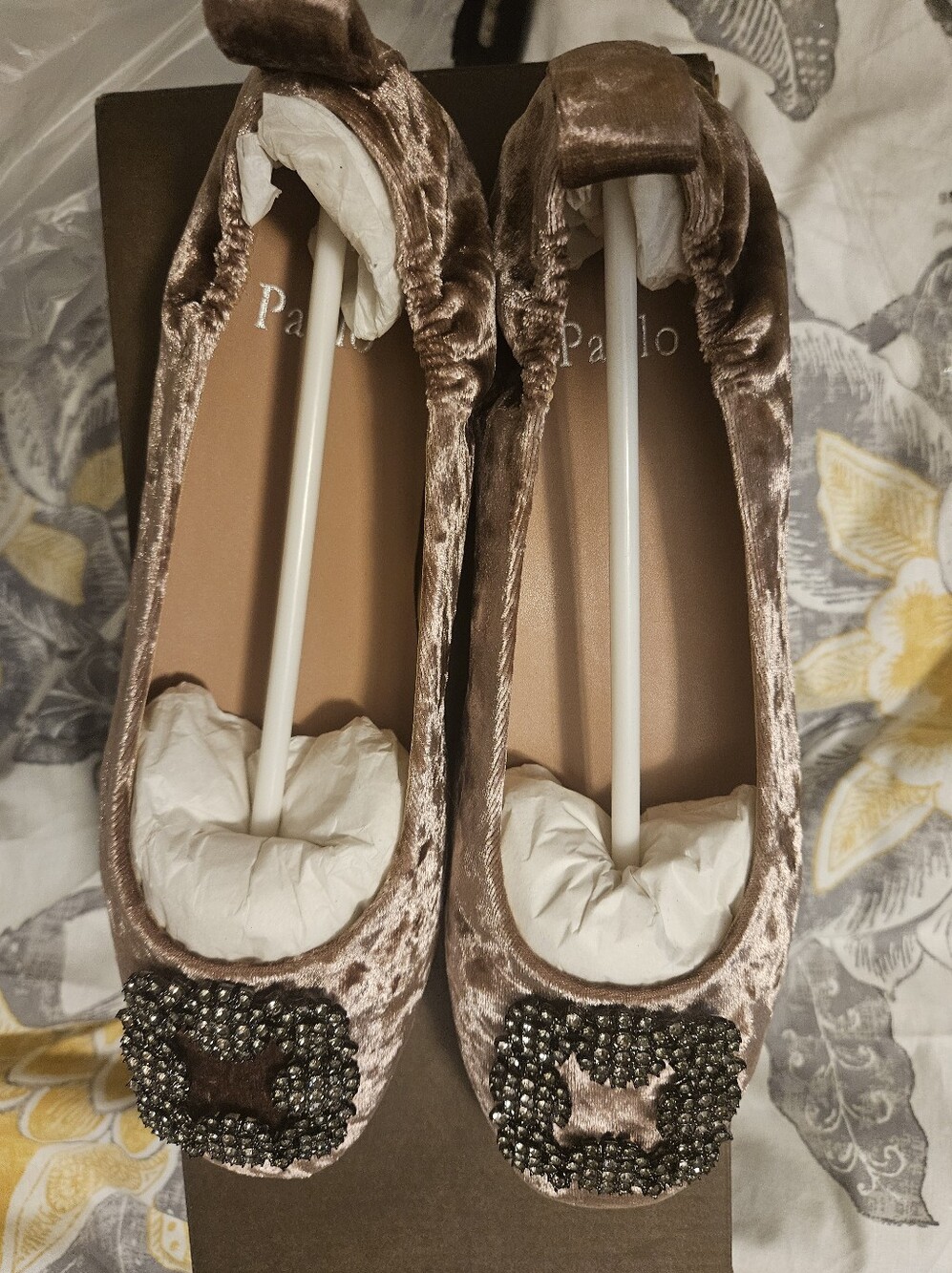 NIB Linea Paolo Mulberry Velvet Embellished Ballet Flats - Mulberry Brown - Picture 2 of 5